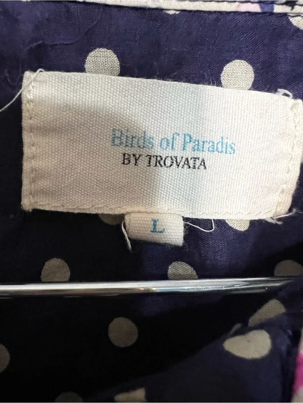 Birds of Paradis by Trovata Blue White Polka Dot Lace Back Pop Over Blouse - Picture 5 of 14